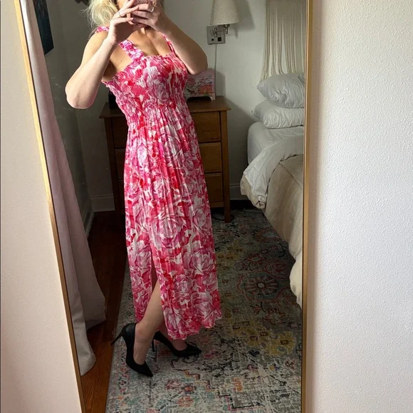 Calvin Klein Pink Floral Maxi Dress Size 8 - Picture 2 of 8